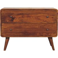 Solid Wood 2 Drawer Curved Chestnut Chest,Brown