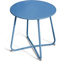 HLC Table Basse Ronde en Métal Bleu, Table d'Extérieur pour Jardin et Terrasse