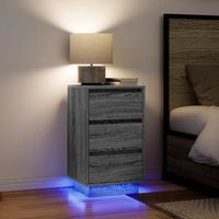 Mesilla de noche con luces LED-Mesita de noche-Mesapara Dormitorio sonoma gris 38x34x65 cm