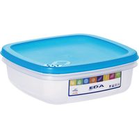 Boîte Carrée Plate 1 L Naturel Couvercle Turquoise - Eda