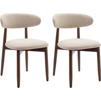 COLAMY Chaise D6270-BE-FB - Chaises en bois massif – Lot de 2, robustes et élégantes, style nordique minimaliste, idéales pour salle à manger et cuisine,beige