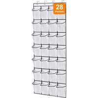 Étagère à chaussures à 28 poches pour porte arrière, étagère à chaussures en maille blanche
