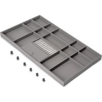 Emuca Quartz 740 (M90) Organizzatore per cassetti per armadi e cabine armadio, Ecopelle e Legno, Titanio