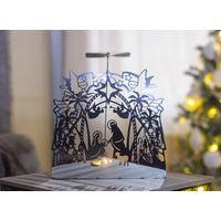 Christmas Candle Holder Silver Rotary Tea Light Holder with Tea Light Xmas Festive Decoration (Nativity)