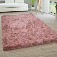 Paco Home Alfombra Salón Pelo Largo Piel Sintética Shaggy Mullida Y Suave En Monocolor 60x100 cm, Rosa Oscuro