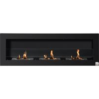 Chimenea de bioetanol, empotrable en la pared, 3 quemadores, capacidad total 3 L, duración de combustión aproximada de 3 h, dimensiones 120 cm de largo x 15 cm de ancho x 40 cm de alto, acero inoxidab
