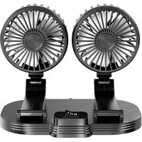 Dual Head USB Fan Portable Vehicle Cooling Fan with 2 Speeds Car Fan for Front/Rear Seat Passenger 360° Rotatable Car Cooler Fan Car Essentials with Strong Wind for Car/Home/Office/Car Dashboard/SUV/R