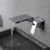 Grifo de lavabo empotrado tipo cascada, cuerpo de latón y cartucho cerámico, acabado cromado
