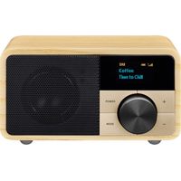 SANGEAN DDR-7 - Radio Dab Retro compacta con Altavoz Bluetooth, recepción FM, batería integrada, diseño portátil y Carcasa de Madera Natural, Color Madera Natural