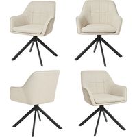 360° swivel dining chairs with ergonomic backrest, double extra-thick seat and sturdy metal base - Set of 4 - Beige