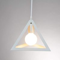 Modern Pendant Light Metal Triangle Cage Ceiling Hanging Light for Kitchen Island Living Room Dining Room E27 White