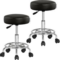 Casaria Sgabello da Ufficio Seduta Girevole a 360° Morbida 10 cm Altezza Regolabile 51-65 cm Sedia Home-Office Sedia per Centro Estetico Fisioterapista Studio Medico Set of 2 Black (en)
