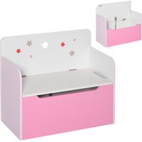 Panca contenitore in legno per bambini 3-6 anni, rosa, 60x30x50 cm
