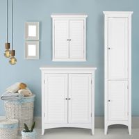 Teamson Home Bathroom Cabinet Cupboard Unit Set 3 pcs White ELG-FSETW