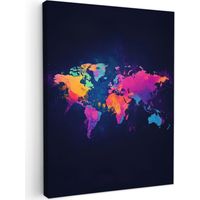 TABLEAU SUR TOILE Carte du monde - Coloré - Graffiti Tableau Moderne 30x40 cm