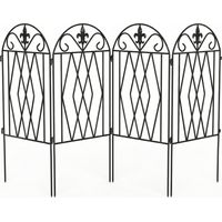 Ensemble de 4 clôtures métalliques de jardin de 125x56 cm avec design voûté, résistantes à l’installation pour pelouse de patio, noires