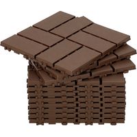 Jiubiaz 88 Stück Terrassenfliesen 8 qm, 30x30cm Kunststoff Fliesen Klickfliesen Balkonfliesen Holzoptik, Wetterfest, Anti-Rutsch, Braun 8-Streifen
