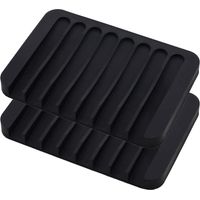 Ensemble porte-savon 2 pièces, porte-savon, porte-savon en silicone pour salle de bain et cuisine (noir)