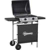 Barbecue à gaz avec couvercle, brûleurs de 5,6 kW, barbecue et roues, 104x49x99 cm