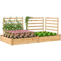 Hochbeet mit Rankgitter Holz Blumenkasten mit 3 Spalier Trennwand Offenem Boden 240 x 125 x 102 cm Naturholz