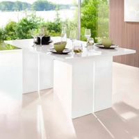 Dmora – Table de salle à manger fixe 8 places – Dimensions 160x90x75 cm – Structure en bois lamellé mélaminé – Made in Italy, blanc brillant
