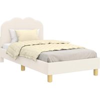 Vidaxl – Cadre de lit pour enfants 80 x 160 cm – Tête de lit crème – Base à lattes en bois d'ingénierie – Montage facile