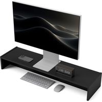 Support surélevé pour écran PC, support pour écran de bureau, fixation pour écran d'ordinateur de 100 cm avec deux compartiments, noir