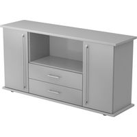bümö office Sideboard mit 2 Schübe & 2 Türen Grau/Silber