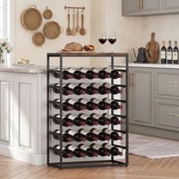 Casier à vin à 6 niveaux pour 30 bouteilles avec plateau effet bois, style industriel, 59 x 30 x 88,5 cm, marron rustique