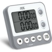 ADE Küchen-Timer, 2 Messbereiche, bis zu 99 Stunden, 9 × 2 × 8 cm, Grau