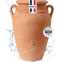 Garantia – Réservoir d'eau de pluie 600 L – Terracotta – Bac à plantes intégré – Résistant aux UV et aux intempéries – Installation facile avec filetages en laiton