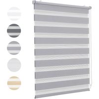 Sekey Doppelrollo 45x130cm Grau Duo Rollo Klemmfix ohne Bohren Zebrarollo Fensterrollo Klemmrollo Seitenzugrollo Rollos Jalousie Faltrollo für Fenster und Tür