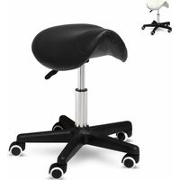 Taburete con ruedas esteticista manicura pedicura cuero polipiel montura caballo Professional - Negro