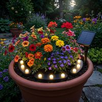 Luce plug-in lampada da esterno vaso di fiori giardino terrazza 8 modalità di luce nero