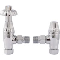Old London Knightsbridge Chrome Angled Thermostatic Radiator Valve and Lockshield - RV007