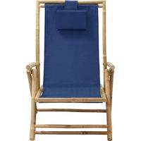 Chaise de jardin Chaise de relaxation inclinable bleu marine bambou et tissu