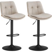 Vasagle – Tabouret de bar pivotant réglable – Lot de 2 – Hauteur assise 65-85,5 cm – Structure acier chromé – Dossier et repose-pieds confortables