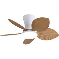 Ventilateur de Plafond Tropical 76 cm avec Lumière et Télécommande, Plafonnier Feuilles de Palmier pour Chambre et Salle à Manger, Kaki