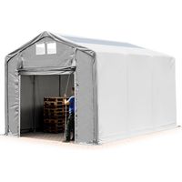 4x6m hangar TOOLPORT, PVC 850 N, H. 3m avec porte actionnée par traction et fenêtres dans le toit