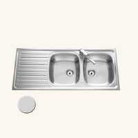 Cuisissimo – Évier inox nid d'abeille 116x50 cm – 2 bacs réversibles – Évier à encastrer avec bonde et siphon inclus – Pour meuble sous évier 80 cm