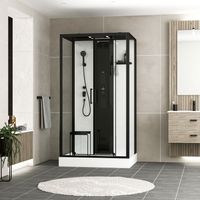 cabine de douche rectangle 115x90x218 cm - fonction hammam, jets hydromassants, led et bluetooth
