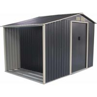 Gartenhaus aus Metall Gardiun Toronto Mit Holzlager 3,53 m² Außenfläche 278x127x195 cm Verzinkter Stahl Grau Anthrazit