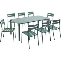 Ensemble table de jardin et 8 chaises vert foncé