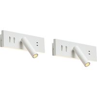 QAZQA Set of 2 Modern Wall Lamps White Adjustable with USB-C