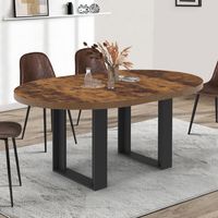 PHOENIX mesa de comedor redonda extensible 4-6 personas madera oscura con vielli y efecto negro 120-160 cm