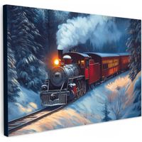 CUADRO EN LIENZO Tren - Navidad - Nieve - Tren de Navidad Cuadros Lienzo 90x60 cm