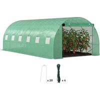 JSSEVN - Invernadero tipo túnel de polietileno con cubierta de plástico y estructura de acero, carpa invernadero transitable con puertas enrollables, verde