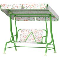 Dondolo 2 posti per bambini con tettuccio regolabile e cinture sicurezza, verde 112x75x120 cm