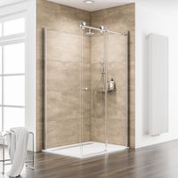 Porte de douche coulissante + paroi de retour fixe, verre 8 mm, profilé aspect chromé, MasterClass, Schulte, 140 x 90 x 200 cm