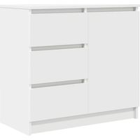 Vidaxl – Buffet blanc 71x35x65 cm – Bois d'ingénierie – 3 tiroirs et 1 porte – Rangement élégant pour salon ou bureau